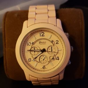 Geneva pink enameled watch